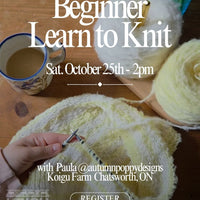 CHANGED Beginner Learn to Knit Workshop - October 25 2:00PM
