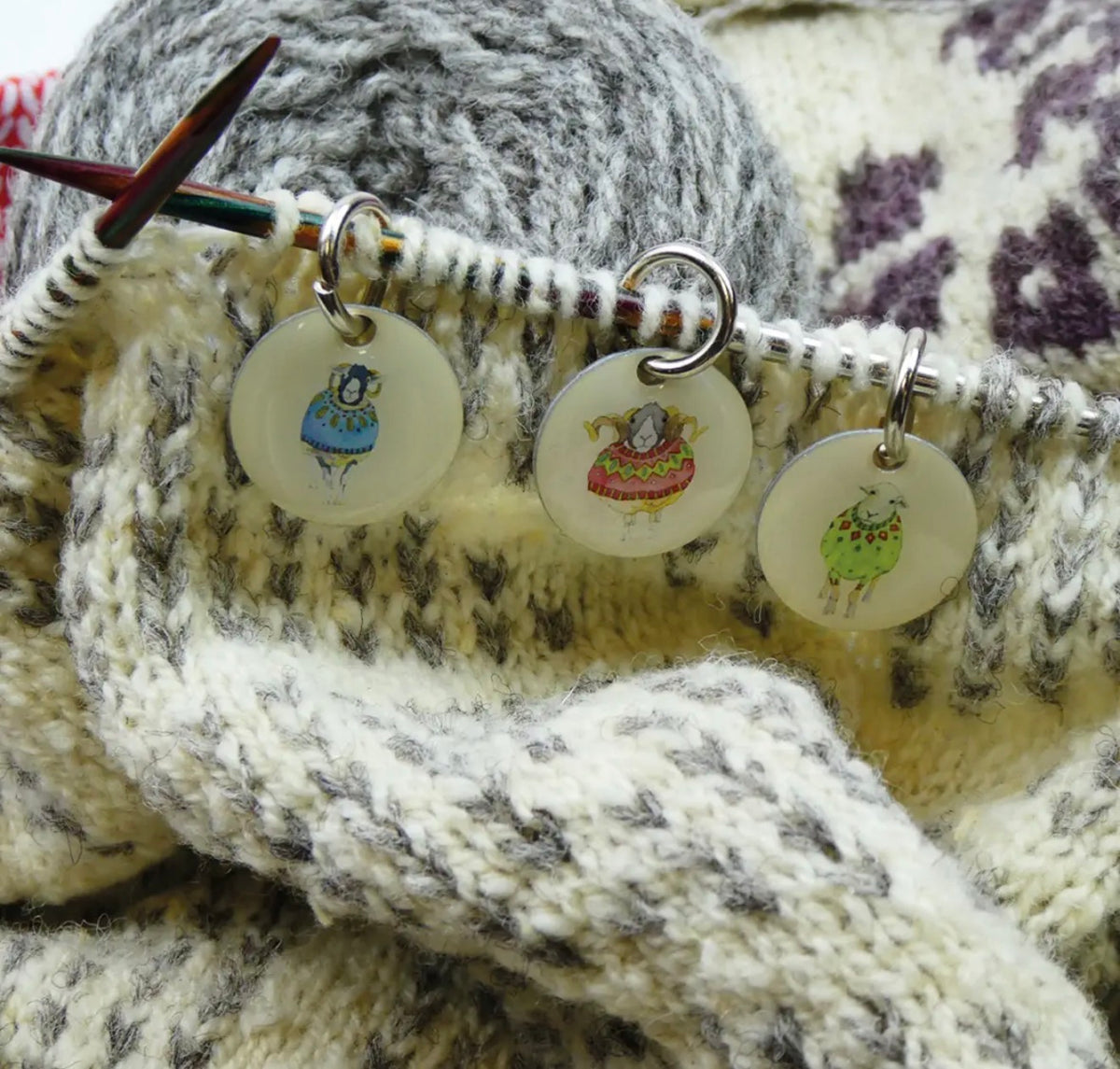Sheep in Sweaters Stitch Markers (set of 6) KN06