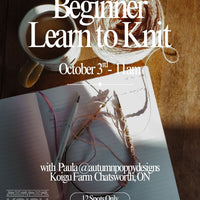 Beginner Learn to Knit Workshop - October 3rd 11:00AM